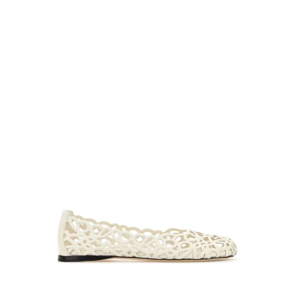 Loewe Women White Leather Petal Anagram Ballerinas